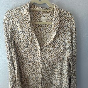 Chico's Size 2 Button up Shirt with Yellow Keys